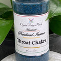 My Store Crystal Fairy Patch Throat Chakra powdered incense in a plastic jar. Blue incense with specks herbs.