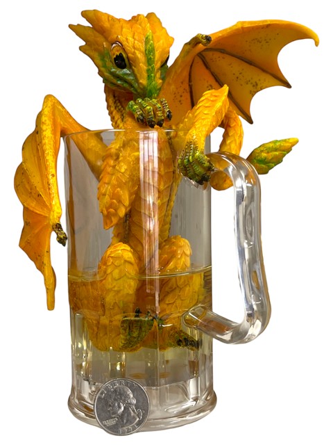 My Store Here Drinks and Dragons Series "Beer Dragon" figurine by Stanley Morrison, yellow dragon in a beer mug.