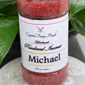 My StoreHere Crystal Fairy Patch Michael powdered incense in a clear jar, red-brown color, for healing, protection, and victory.