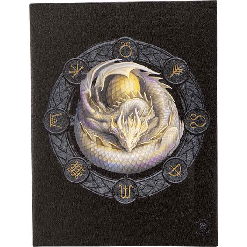 Ostara Drake Sabbats Wheel of The Year Dragon Canvas Framed Wall Art Wall Plaque - Anne Stokes - 7.5" W x 9.85"