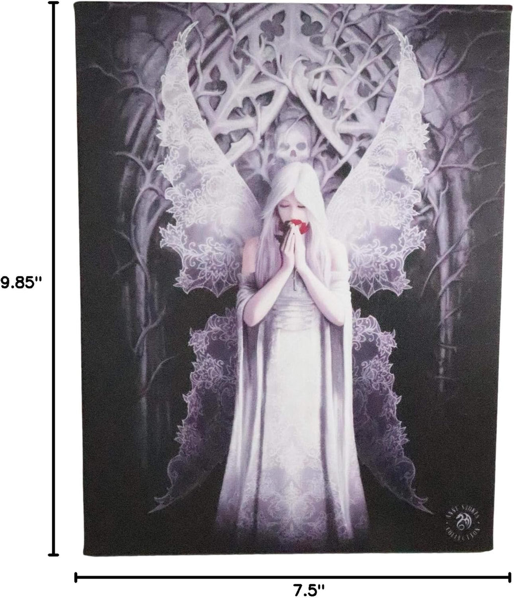 Only Love Remains Bridal Skull Fairy Canvas Framed Wall Art Wall Plaque - Anne Stokes - 7.5" W x 9.85"