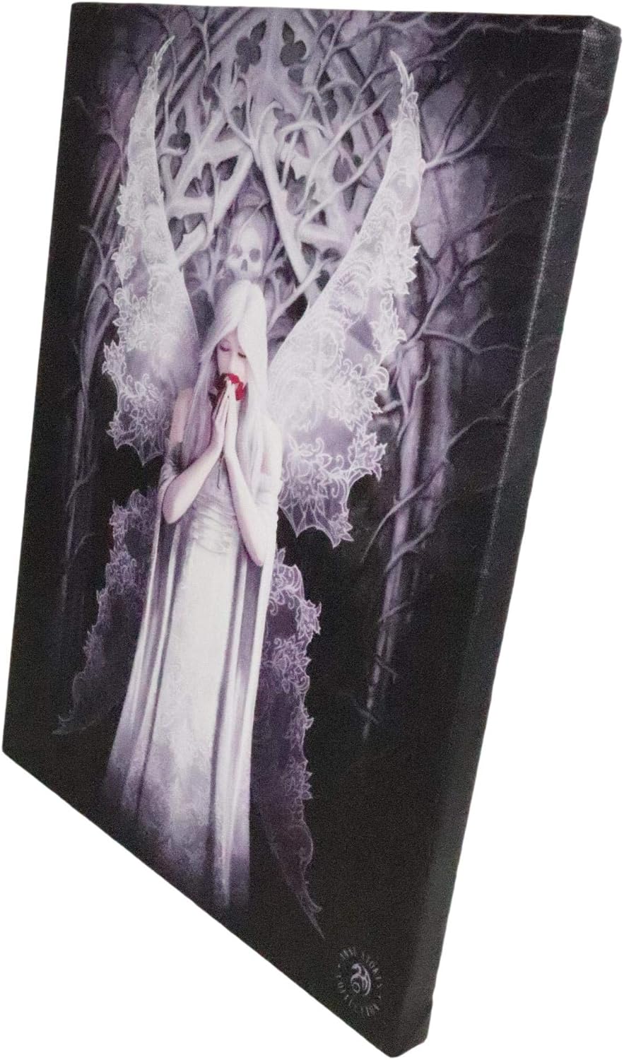 Only Love Remains Bridal Skull Fairy Canvas Framed Wall Art Wall Plaque - Anne Stokes - 7.5" W x 9.85"