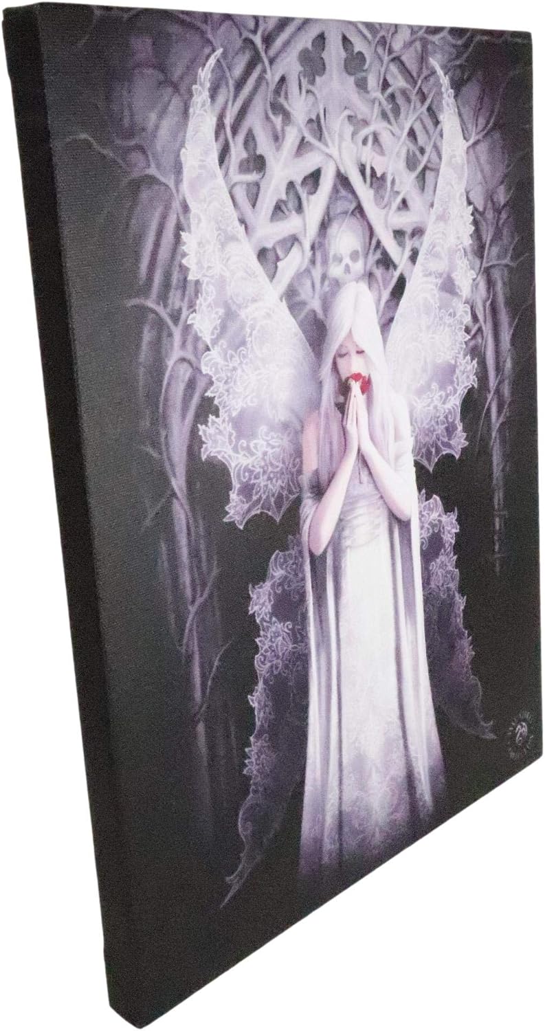 Only Love Remains Bridal Skull Fairy Canvas Framed Wall Art Wall Plaque - Anne Stokes - 7.5" W x 9.85"