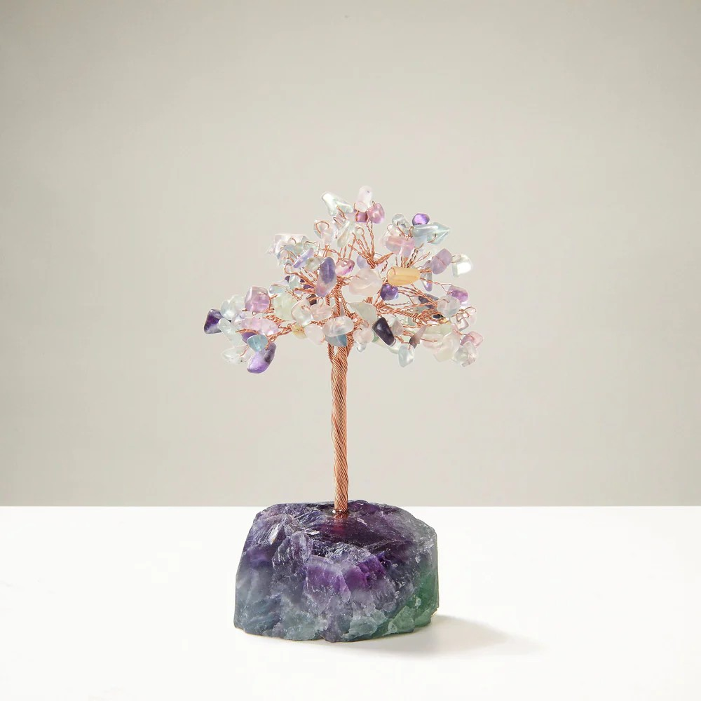 Fluorite Gemstone Tree of Life with Fluorite Base