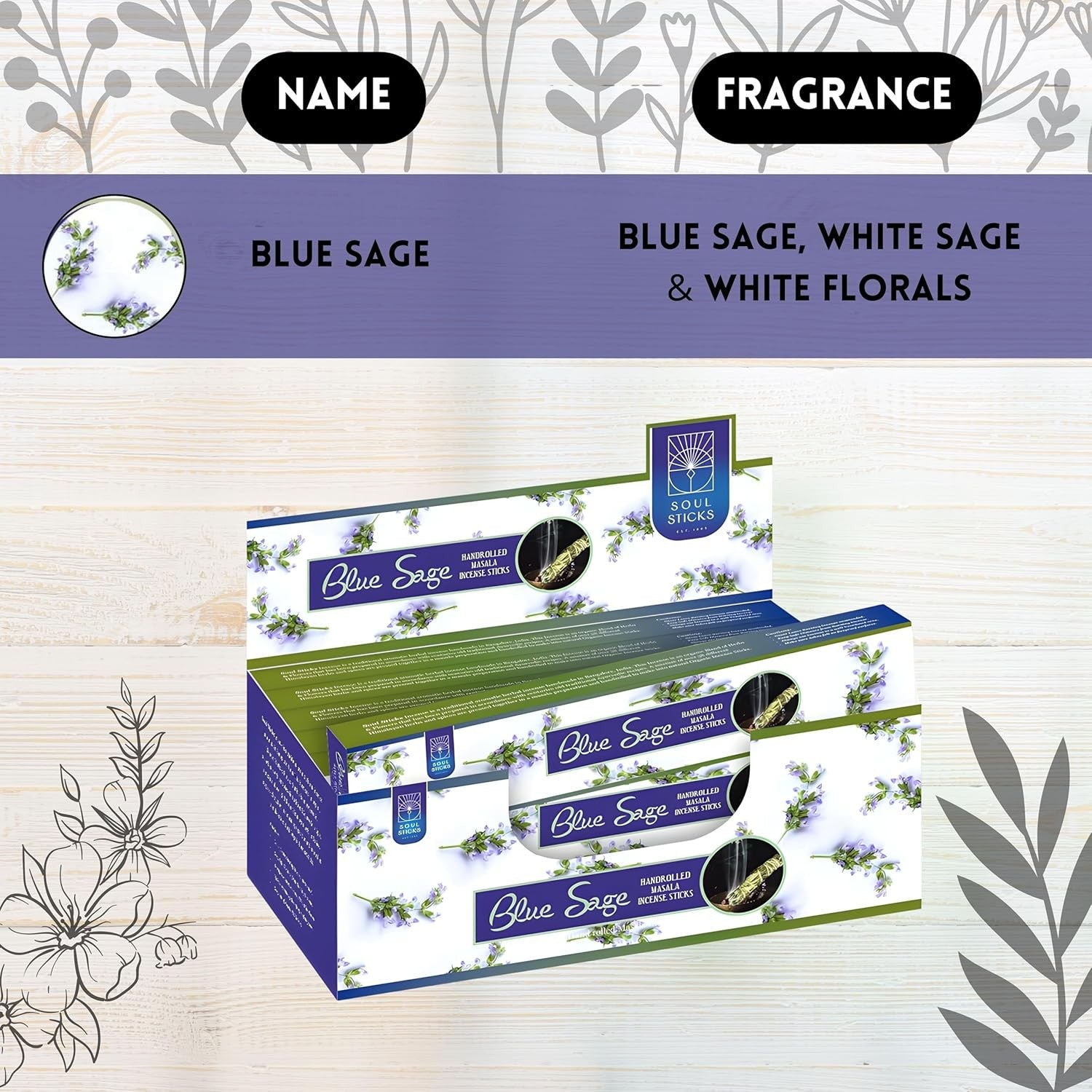 Blue Sage Natural Masala Incense Sticks