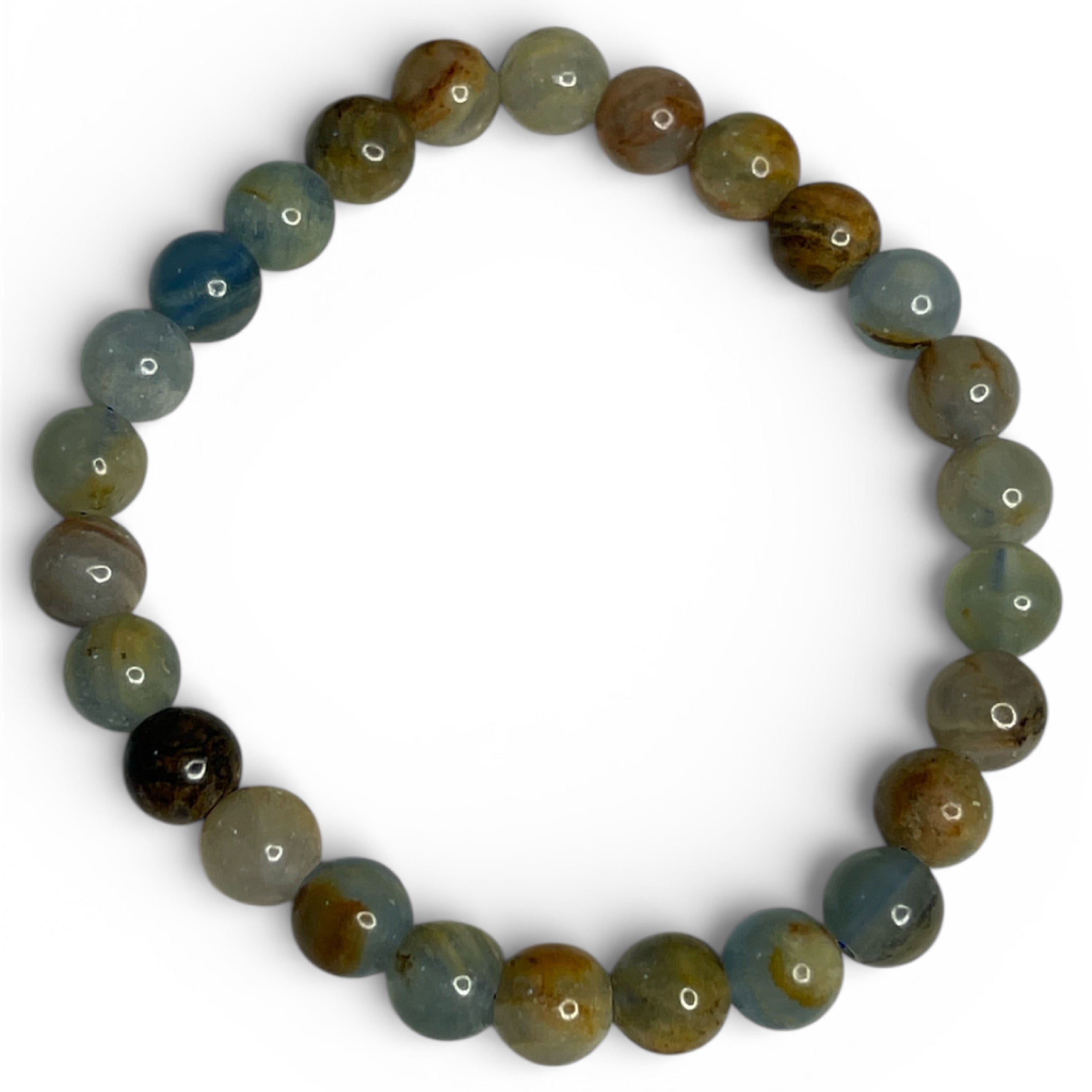 8mm Blue Onyx Beaded Bracelet