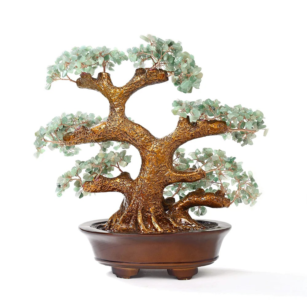 Aventurine Bonsai Tree of Life with 1,251 Natural Gemstones