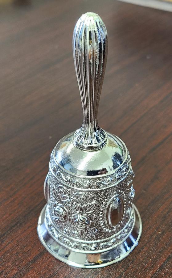 Altar Bell - Floral Silver Finish 4.5" x 2"