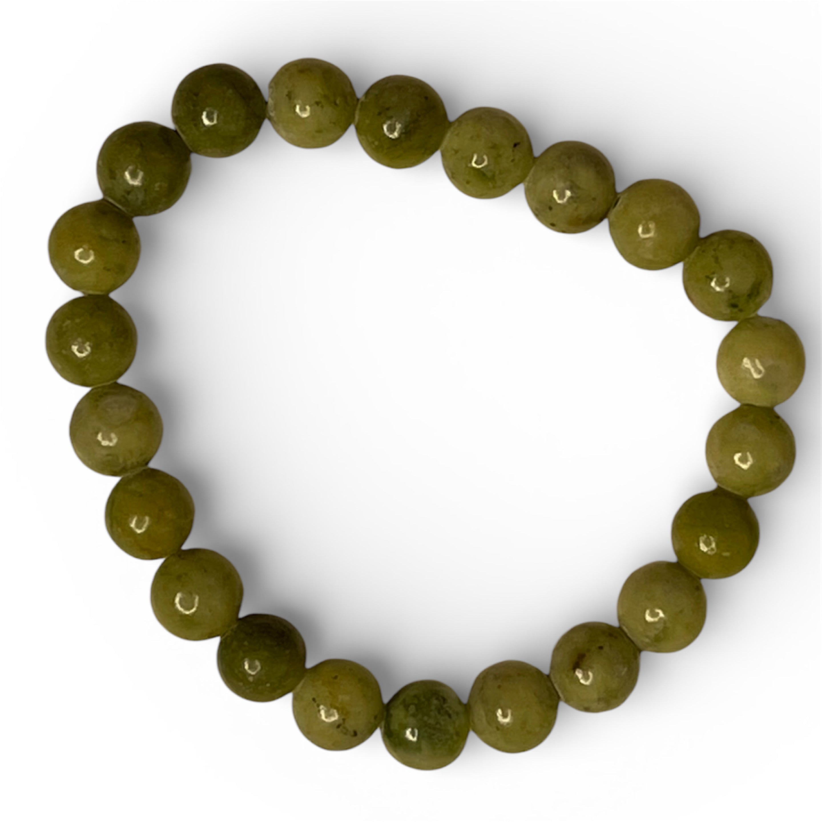 8mm Chinese Jade Beaded Bracelet
