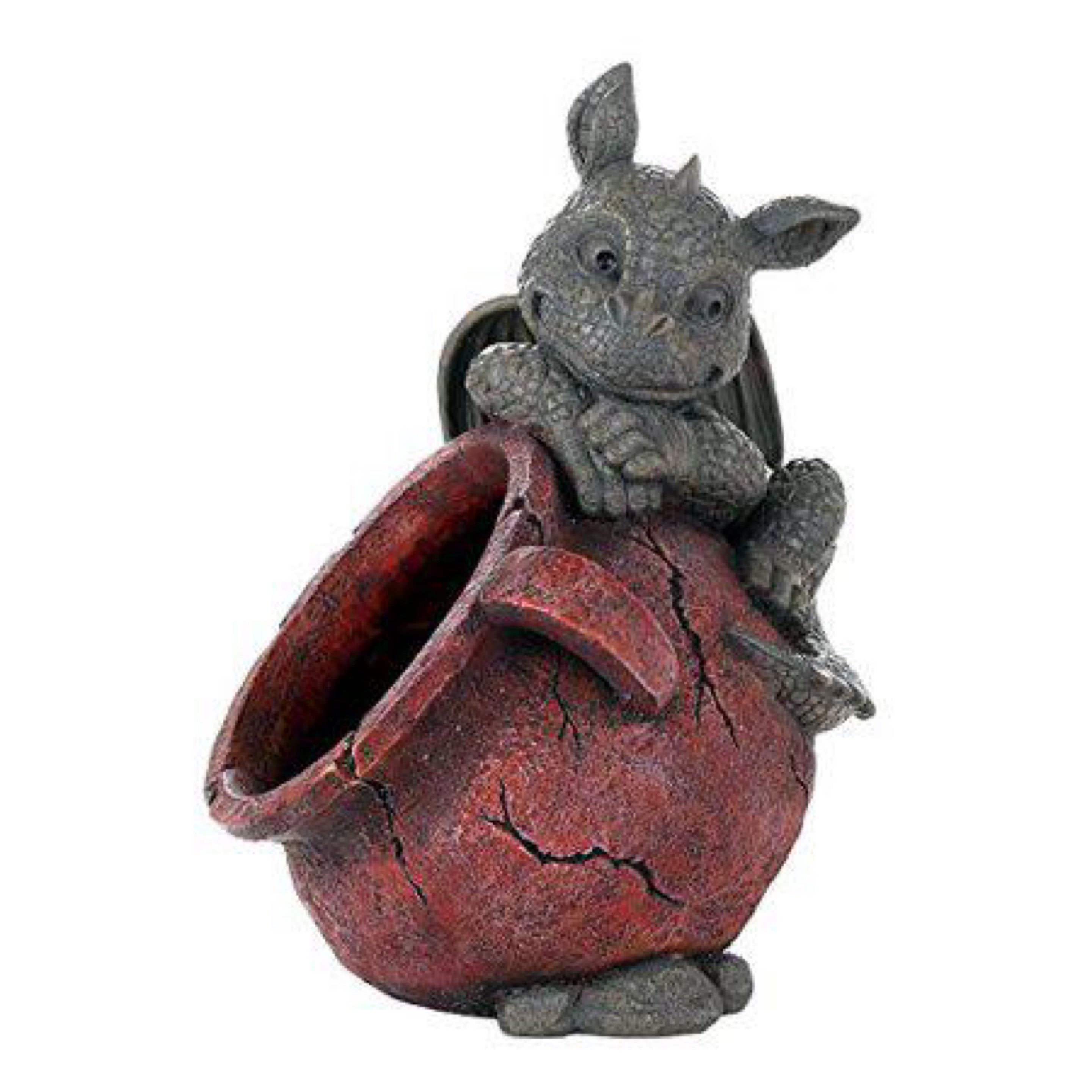Playful Garden Dragon Planter Garden Display Decorative Accent Sculpture Stone Finish 10 inch Tall