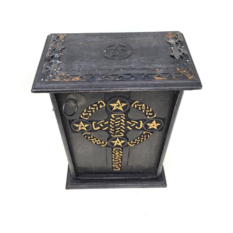 Pentagram & Celtic Cross Wood Chest