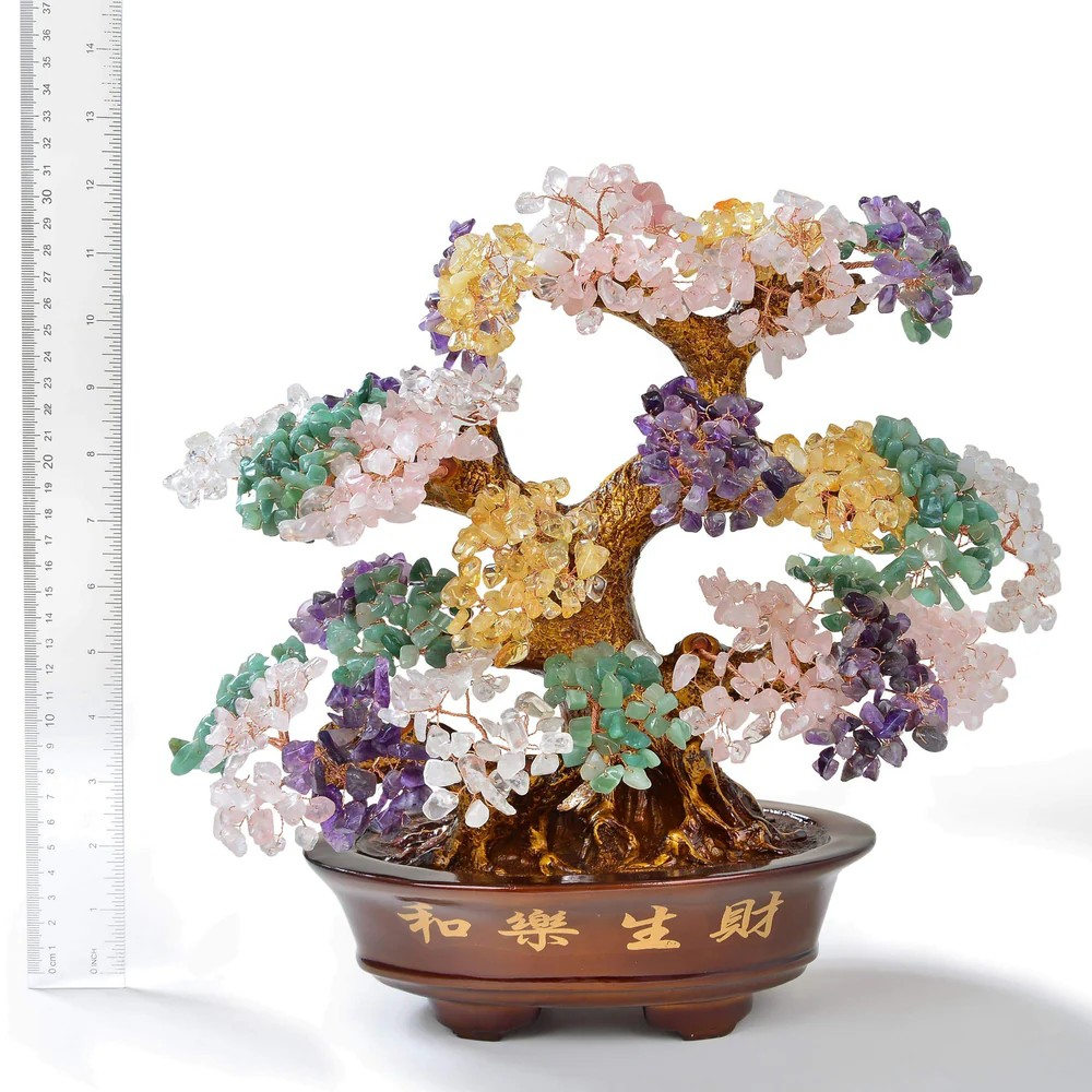 Multi-Gemstone Bonsai Tree of Life with 1,251 Natural Gemstones