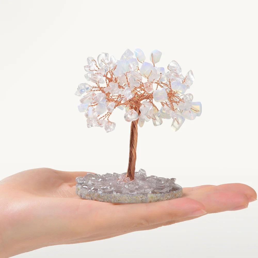 Opalite Natural Gemstone Tree of Life with Agate Base