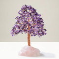 Amethyst Bonsai Tree of Life on Rose Quartz Base with 414 Crystals