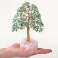 Aventurine Bonsai Tree of Life on Rose Quartz Base with 414 Crystals