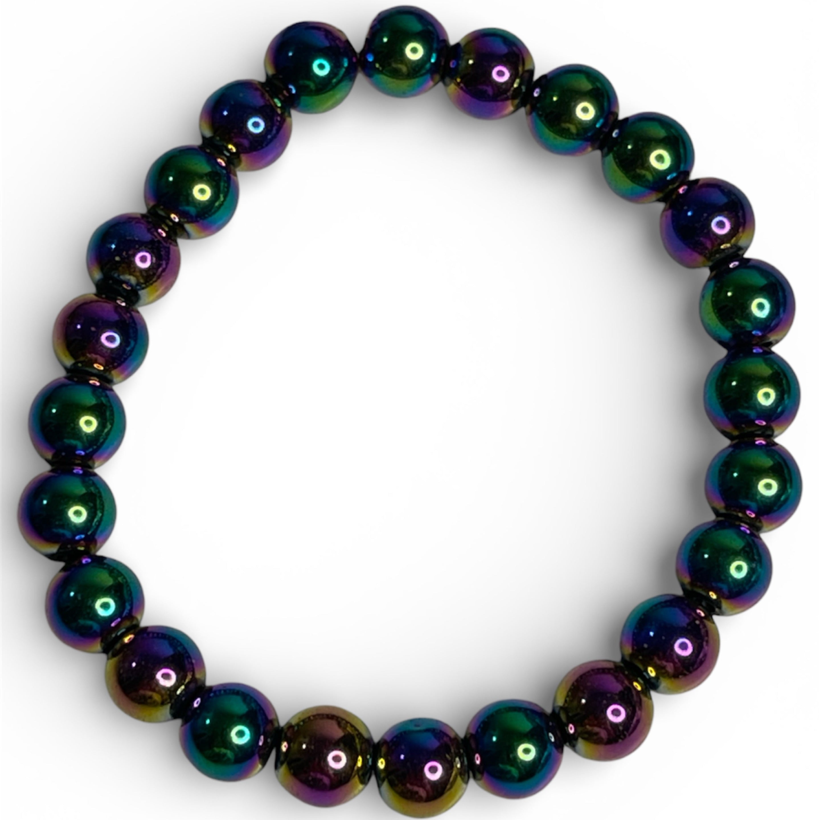 6mm Rainbow Hematite Beaded Bracelet
