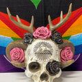 Roses Wiccan Skull with Antlers