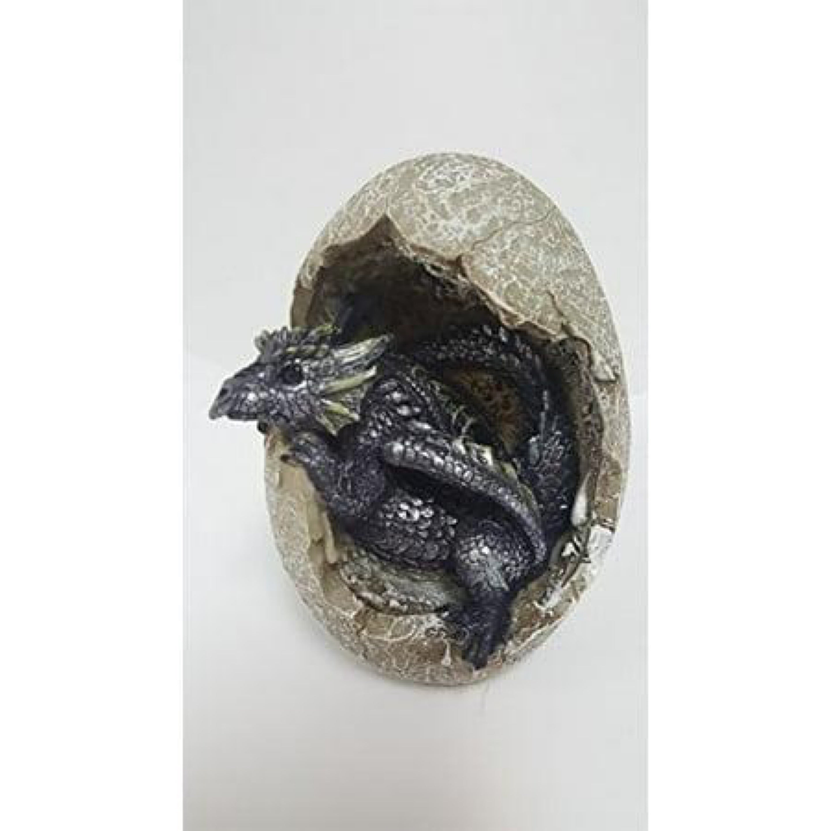 Blue Dragon Hatchling in Egg Casing Statue Figurine