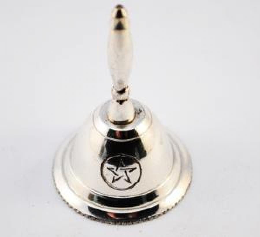 Altar Bell Pentacle Silver Plated 3"