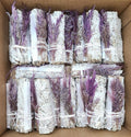 White Sage, Selenite & Purple Floral Smudge Bundles 4"