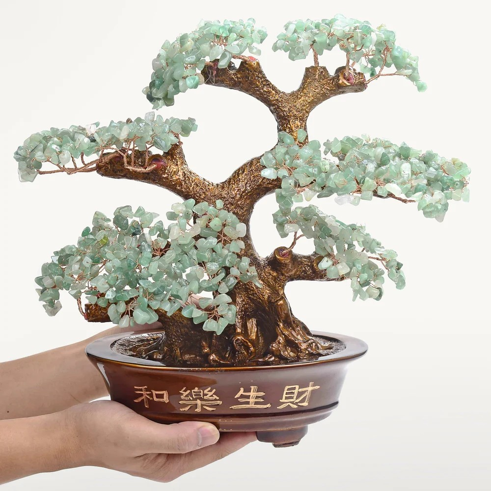 Aventurine Bonsai Tree of Life with 1,251 Natural Gemstones