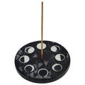 Black Mosiac Moon Phase Round Incense Holder