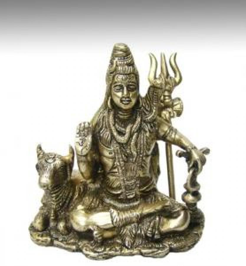 Lord Shiva Large Statue 6" Solid Brass
