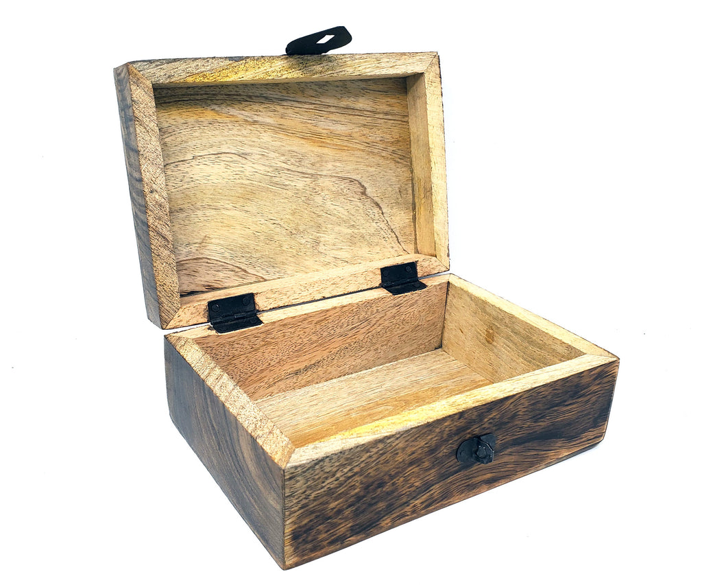 Moon Phase Carved Wood Box 5" x 7"