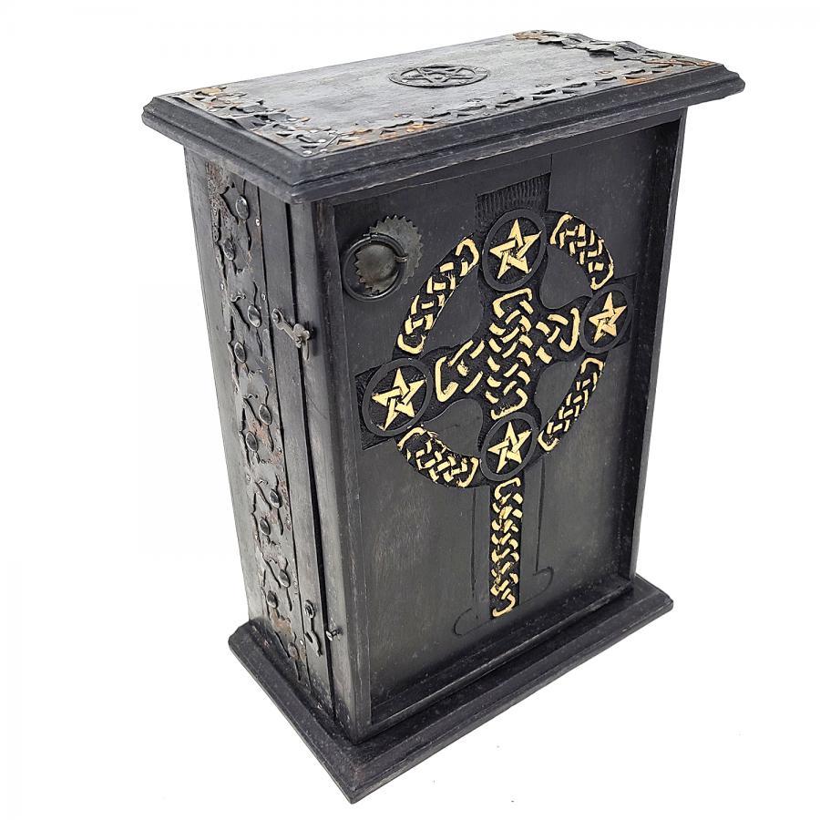 Pentagram & Celtic Cross Wood Chest
