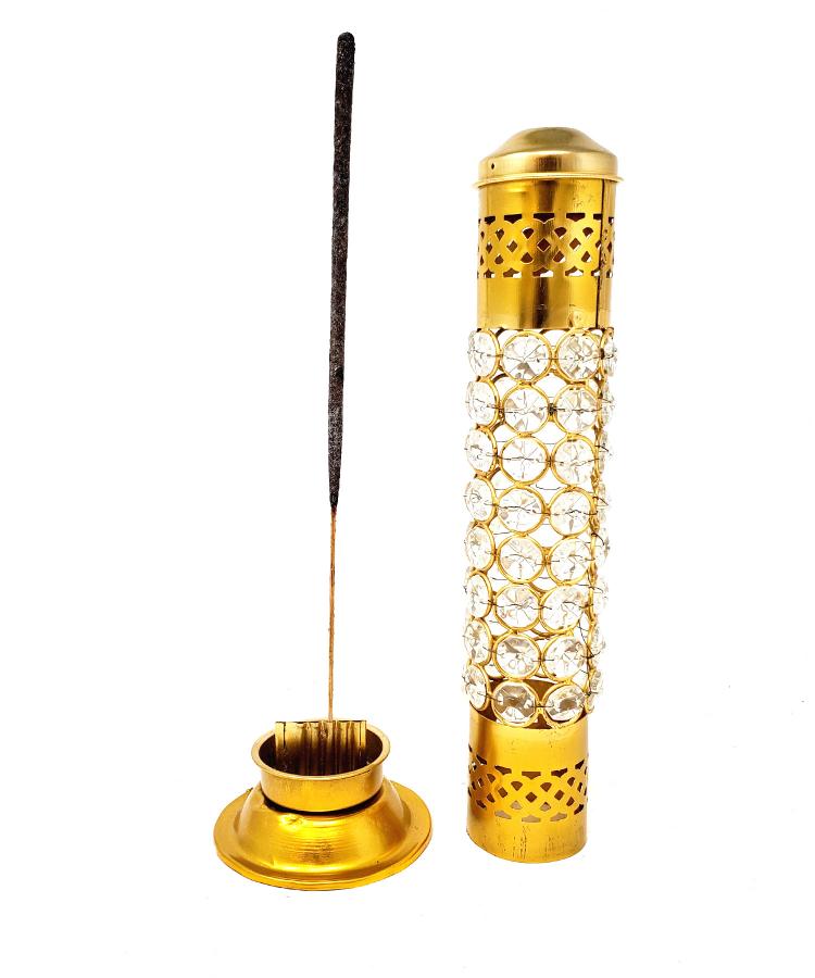 Acrylic Crystal Bead Brass Incense Holder