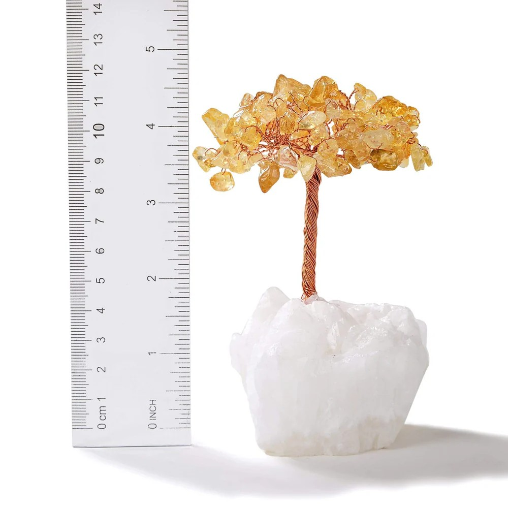 Citrine Natural Gemstone Tree of Life with Quartz Base