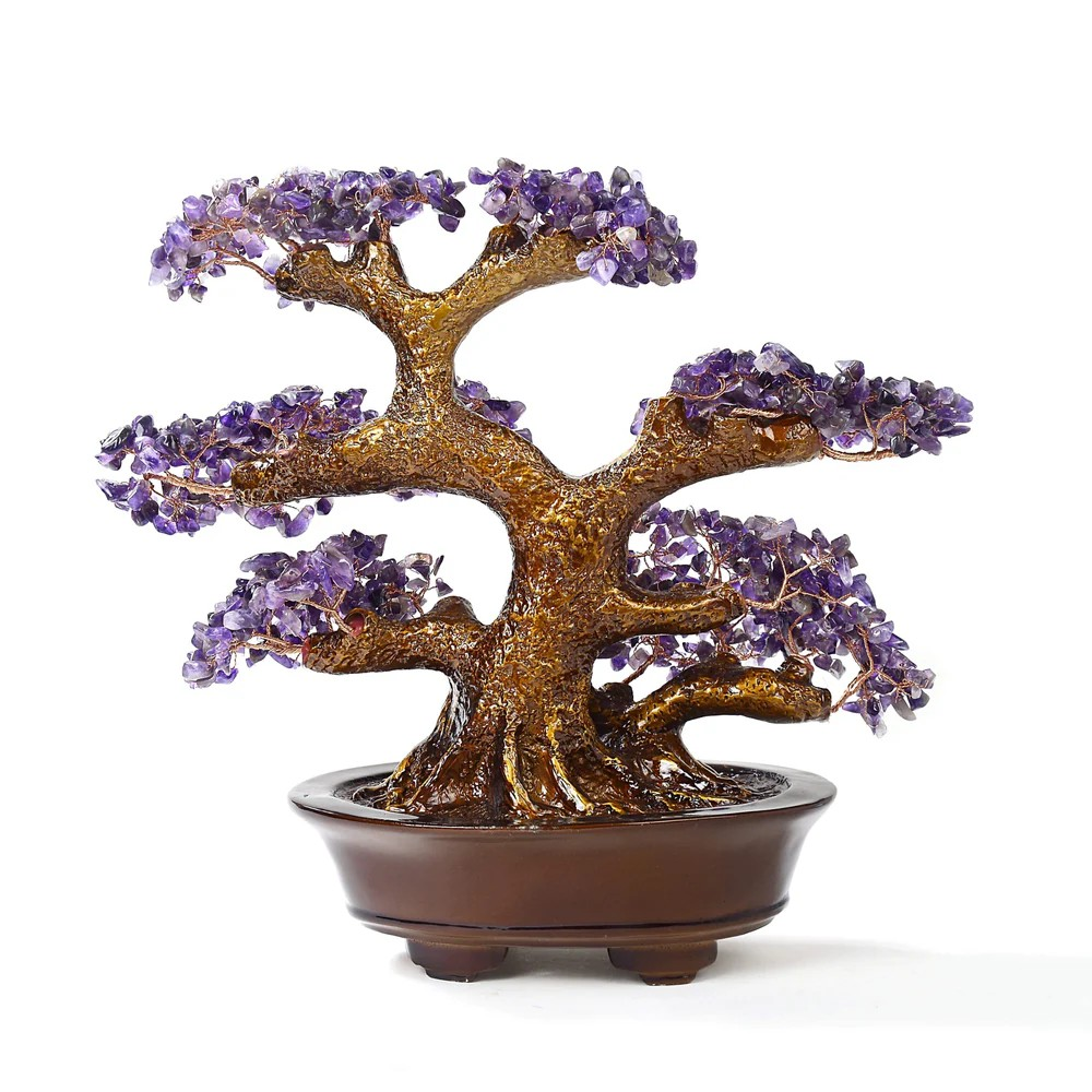 Amethyst Bonsai Tree of Life with 1,251 Natural Gemstones
