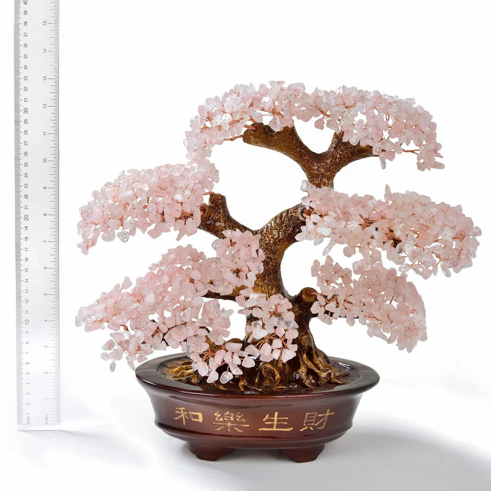 Rose Quartz Bonsai Tree of Life with 1,251 Natural Gemstones