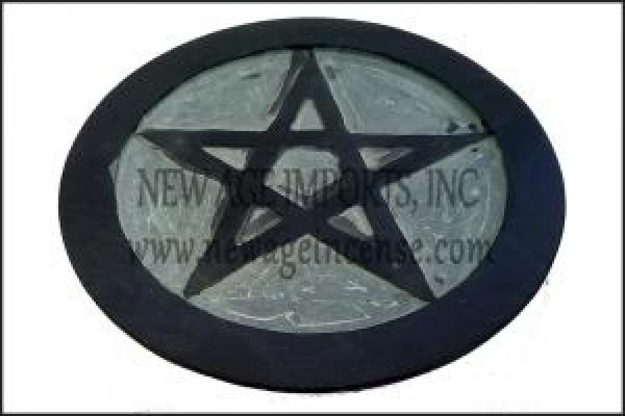Pentagram Carved Soapstone Altar Tile 6"