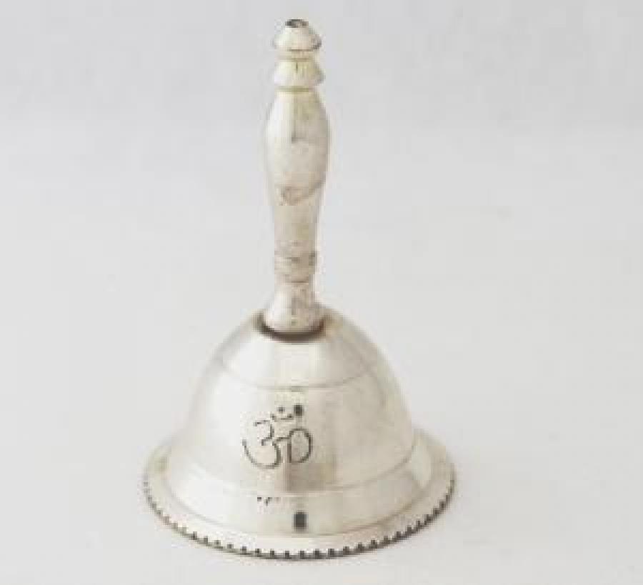 Altar Bell Om Silver Plated 3"