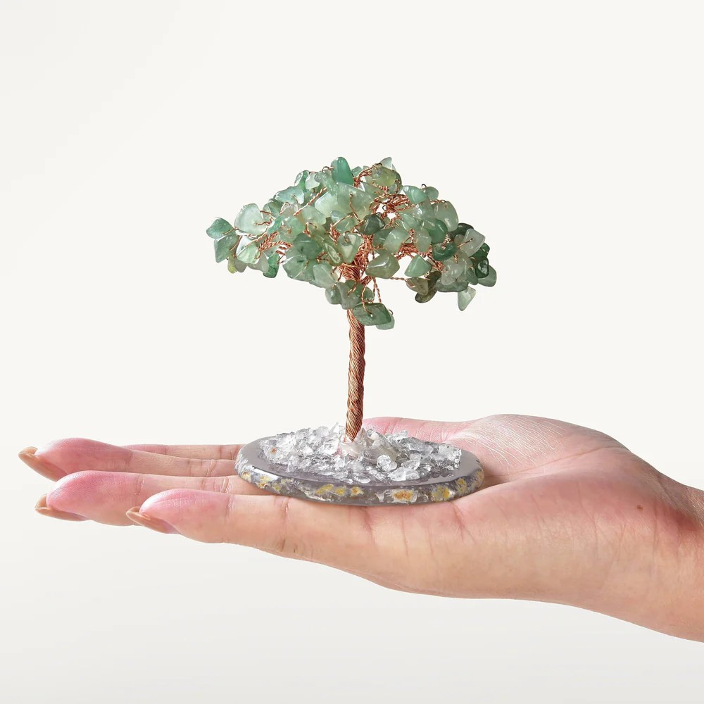 Aventurine Natural Gemstone Tree of Life with Agate Base