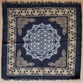 Flower of Life Altar Cloth Gold & Silver print on Black