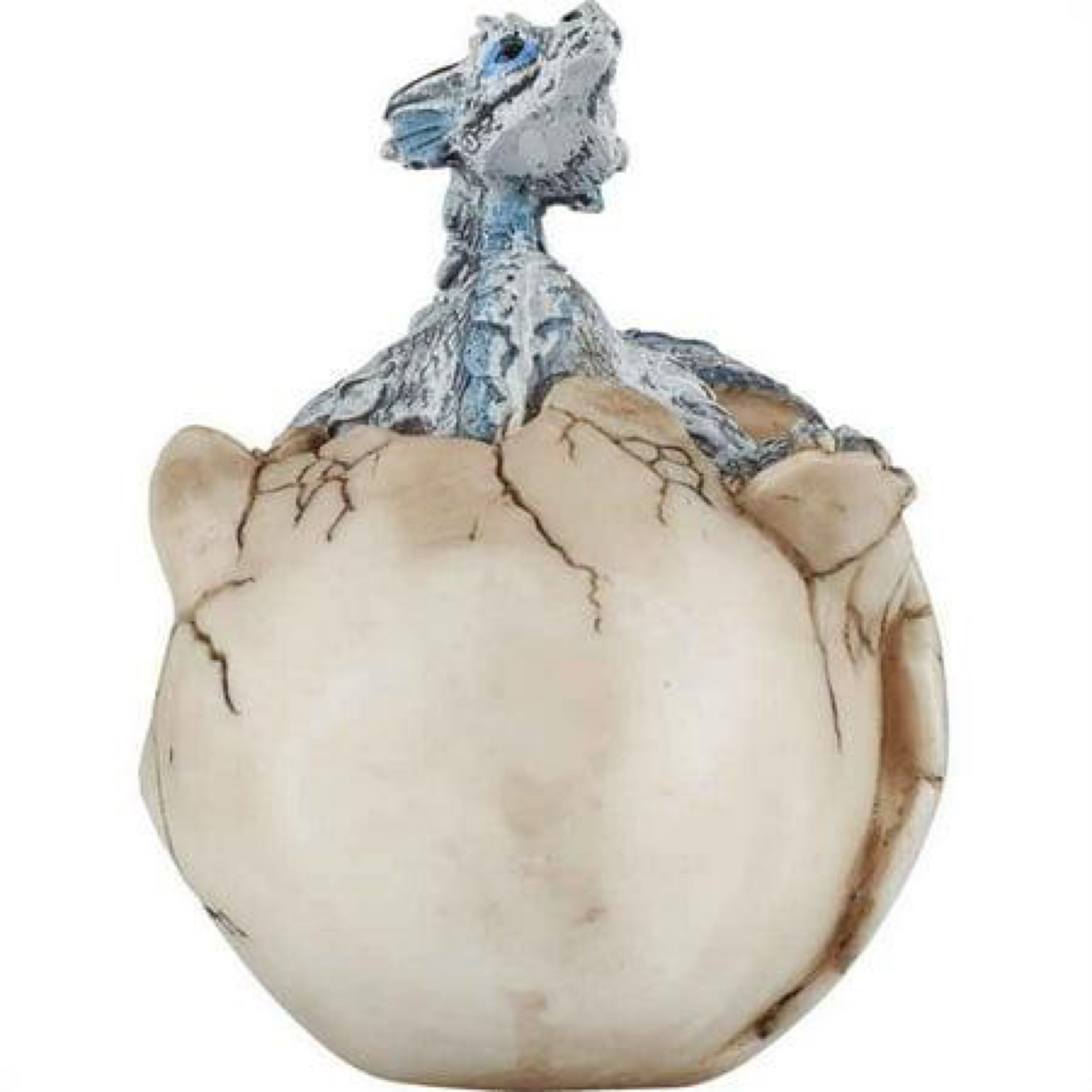 Grey Snow Dragon Egg Figurine Resin Hand Painted Cool