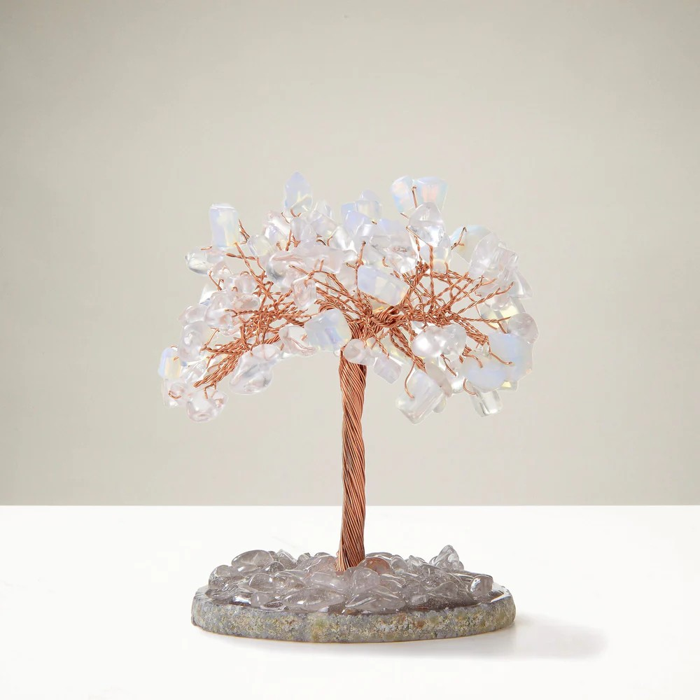 Opalite Natural Gemstone Tree of Life with Agate Base
