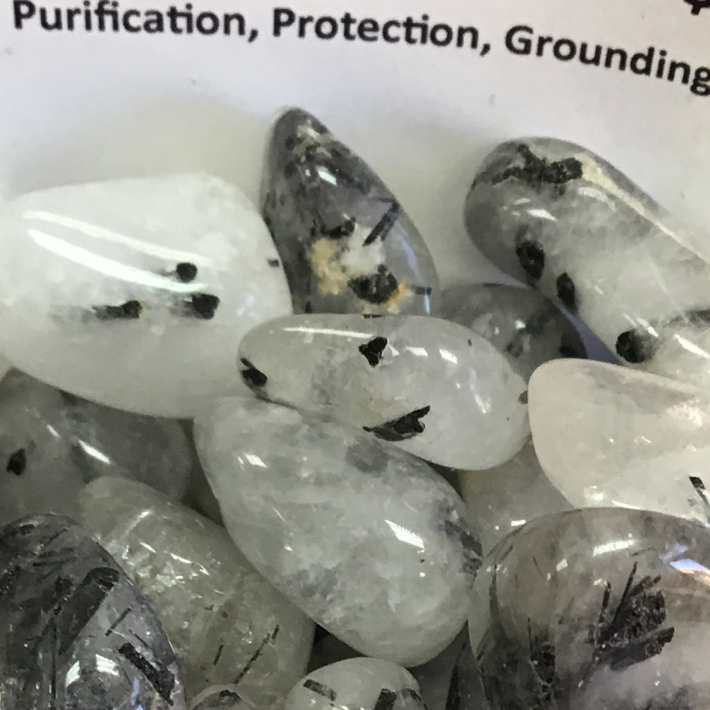 Tumbled Quartz Tourmalated