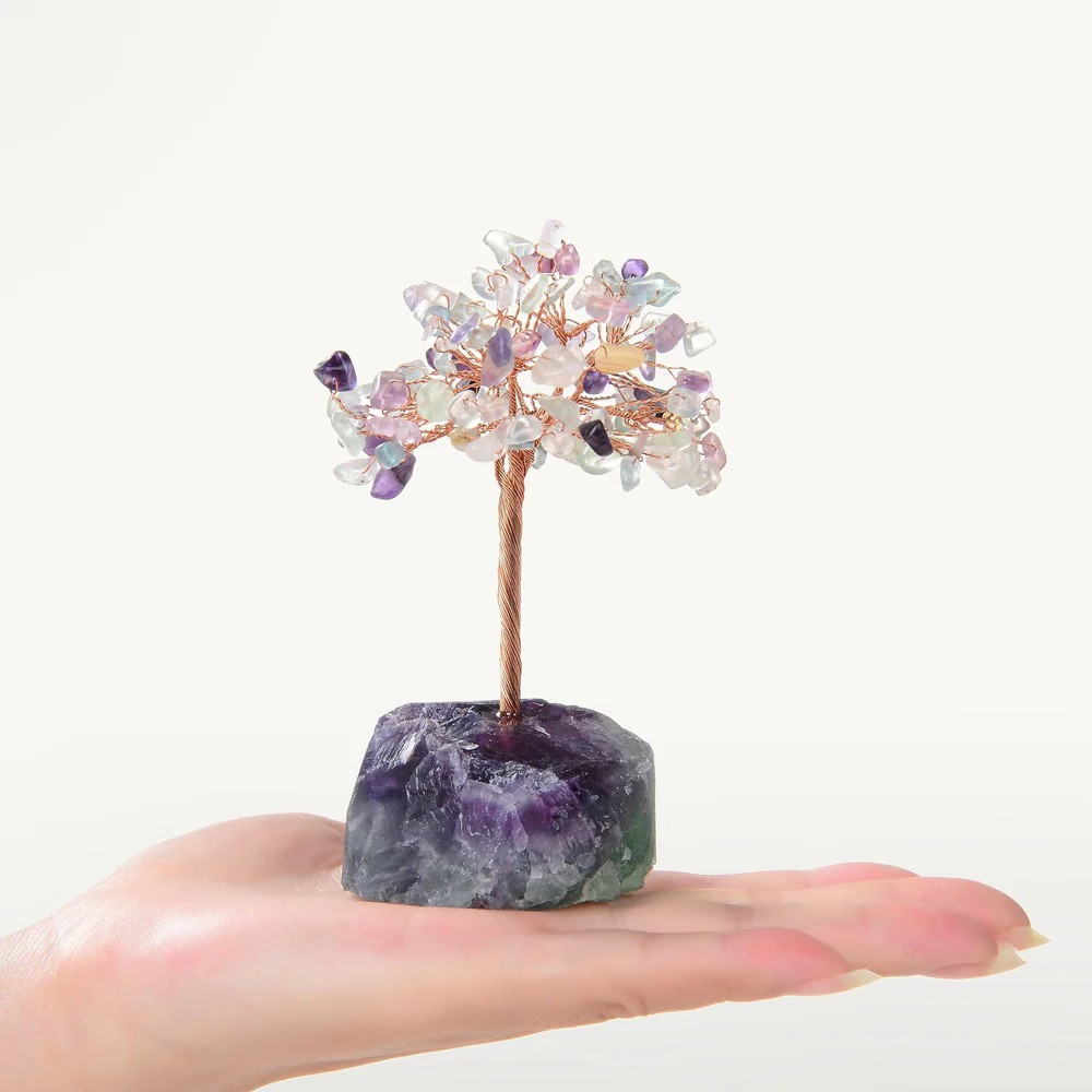 Fluorite Gemstone Tree of Life with Fluorite Base