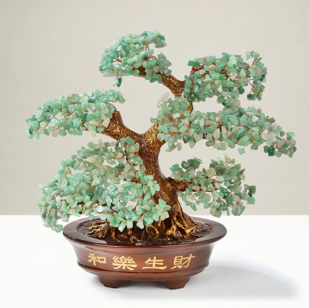 Aventurine Bonsai Tree of Life with 1,251 Natural Gemstones