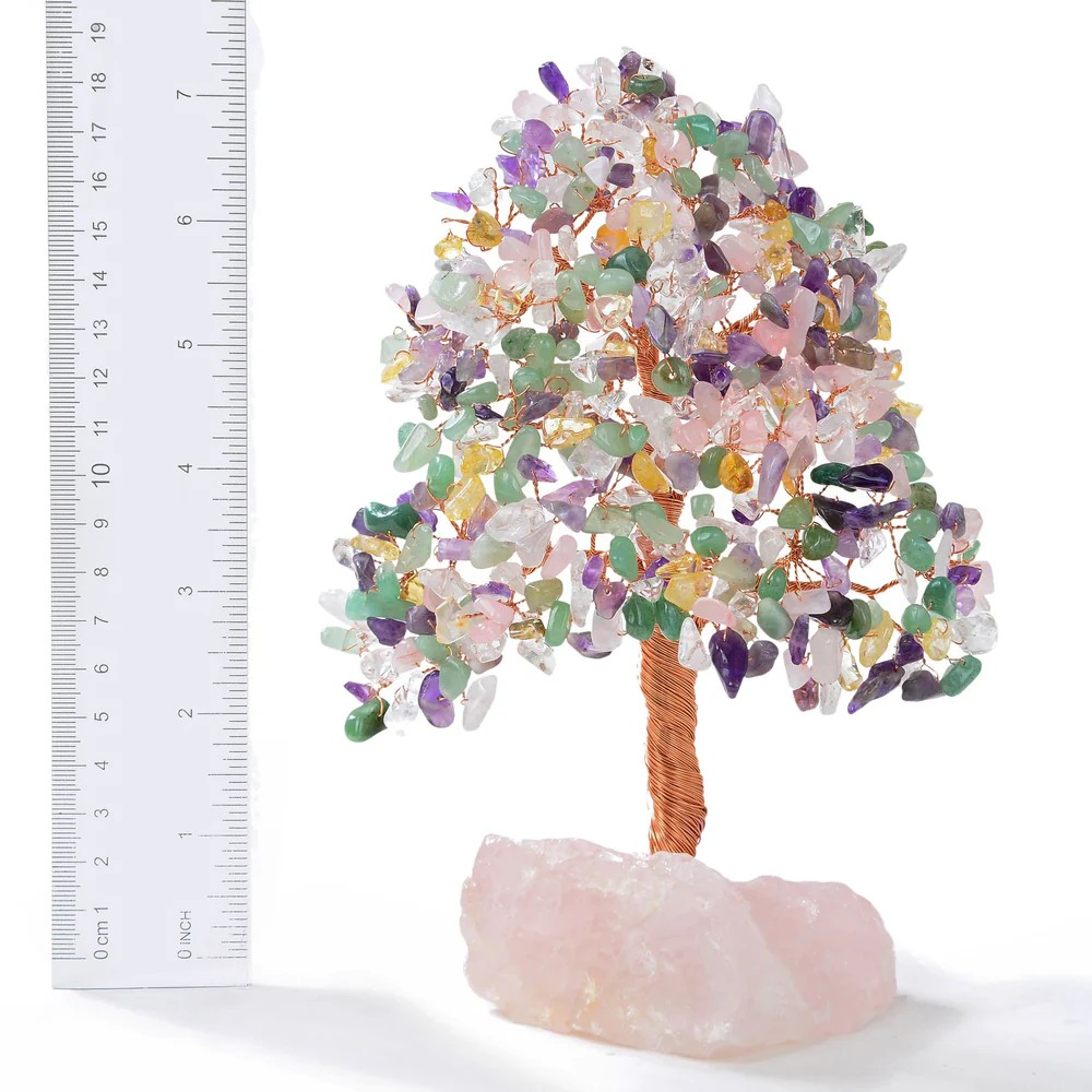 Bonsai Tree of Life on Rose Quartz Base with 414 Crystals