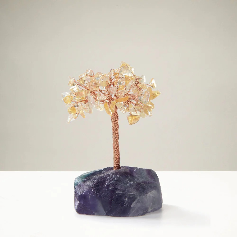 Citrine Gemstone Tree of Life with Fluorite Base