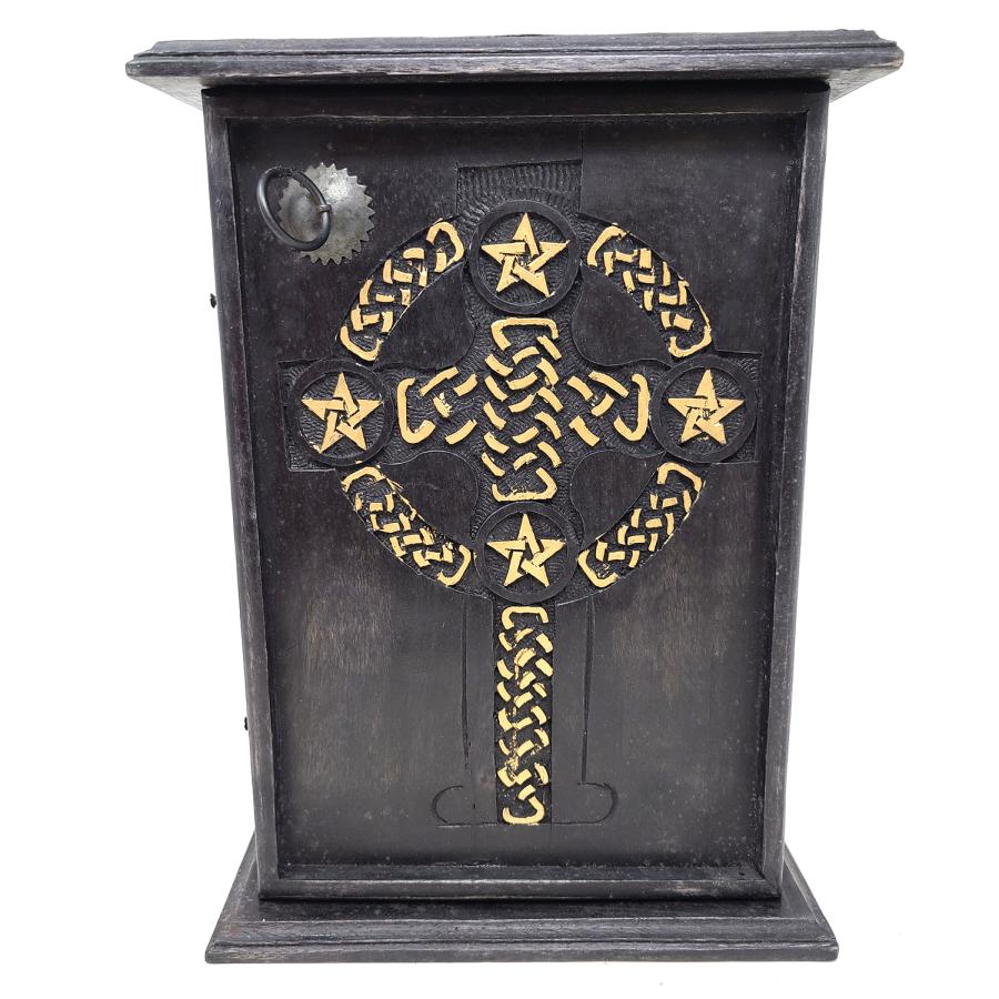 Pentagram & Celtic Cross Wood Chest