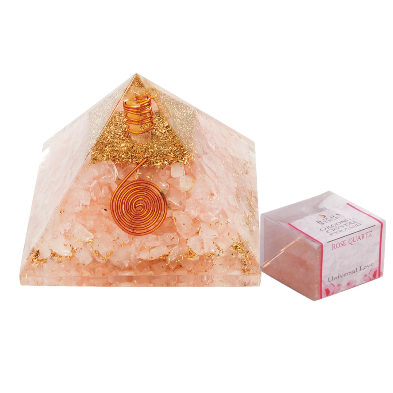 Rose Quartz Orgonite Crystal Pyramid - Universal Love