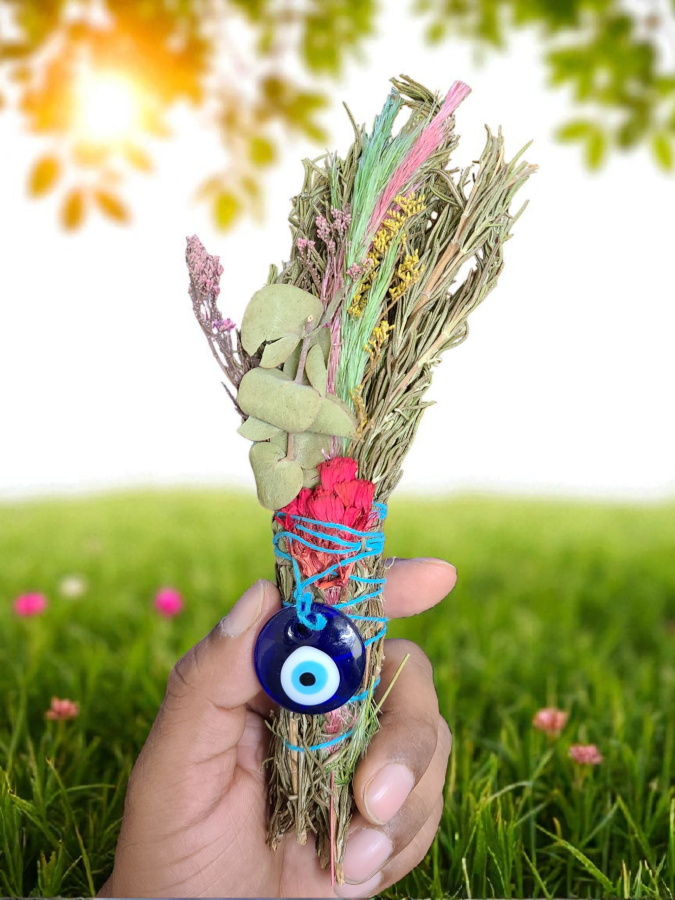 Rosemary Sage with Flowers & Evil Eye