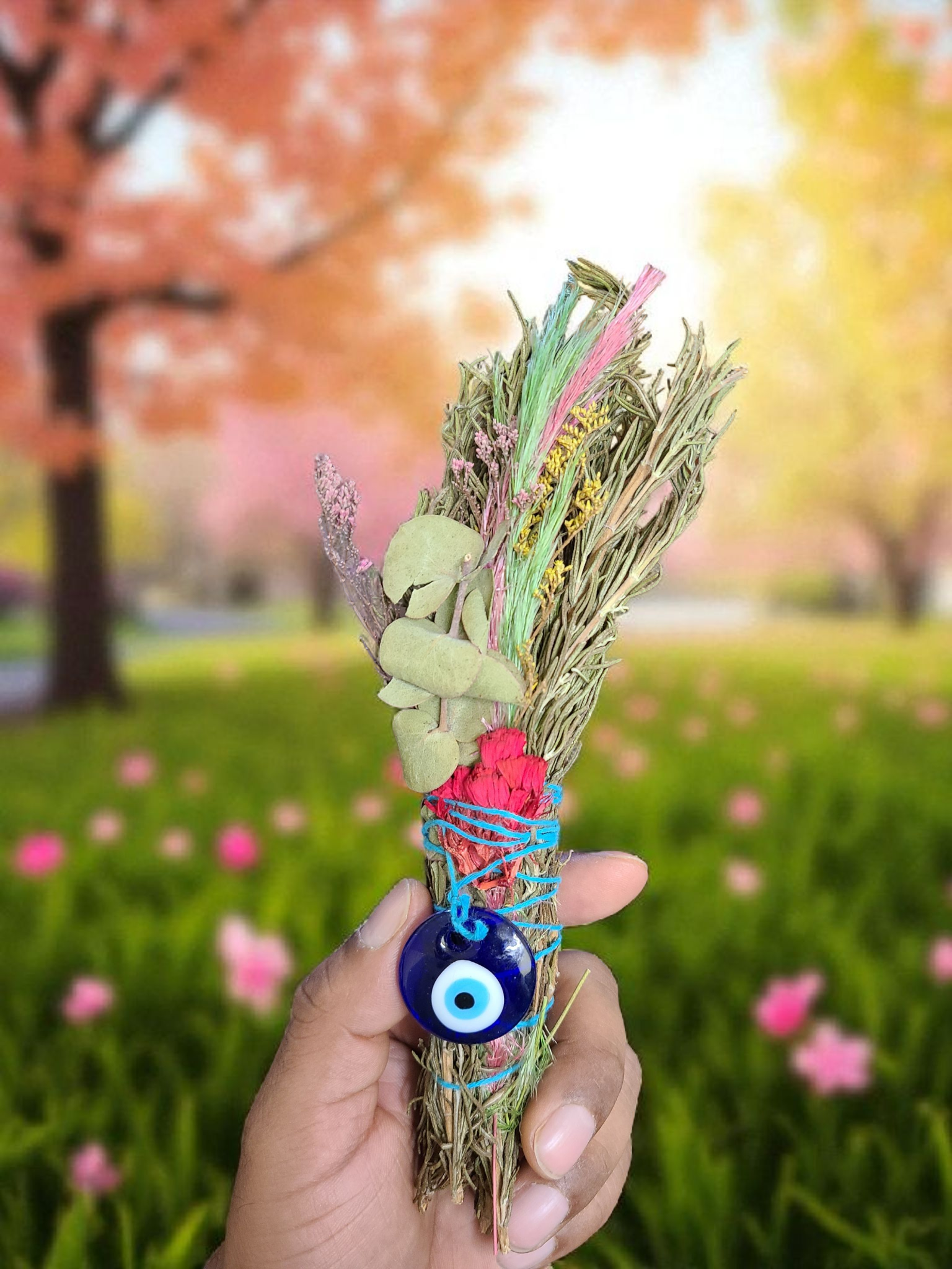 Rosemary Sage with Flowers & Evil Eye