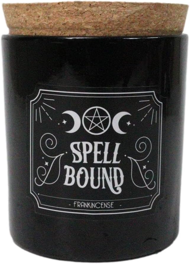 Wicca Mystic Midnight Ritual Scented Pillar Candle with Cork Lid Witchcraft New Age Apothecary Celestial Home Fragrance Aromatherapy (Spell Bound Triple Moon Frankincense)