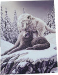 Snow Kisses Wolf Couple Canvas Framed Wall Art Wall Plaque - Lisa Parker - 7.5" W x 9.85"